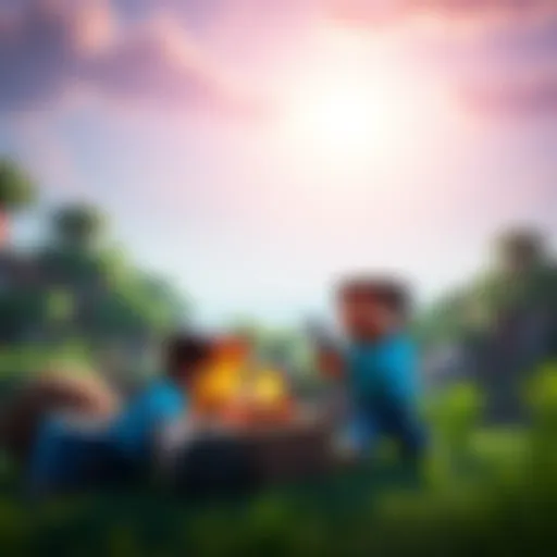 Two players enjoying Minecraft Xbox One Edition in a serene setting, building and exploring together, capturing the relaxed vibe of a multiplayer session