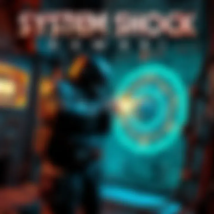 Destruction of CPU Nodes in System Shock Remake A character in System Shock Remake destroying a CPU node, with sparks flying and a high-tech environment in the background