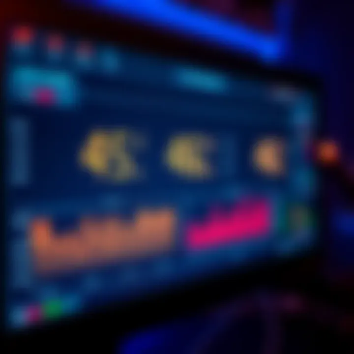 CPU Temperature Monitor A close-up of a computer screen displaying CPU temperature readings, showing a stable temperature of 45-46C with system performance graphs.