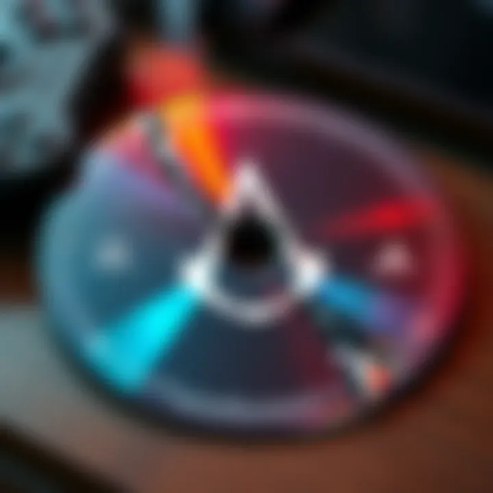 A damaged Assassin's Creed Mirage game disc with a visible crack, resting on a table next to a gaming console controller.