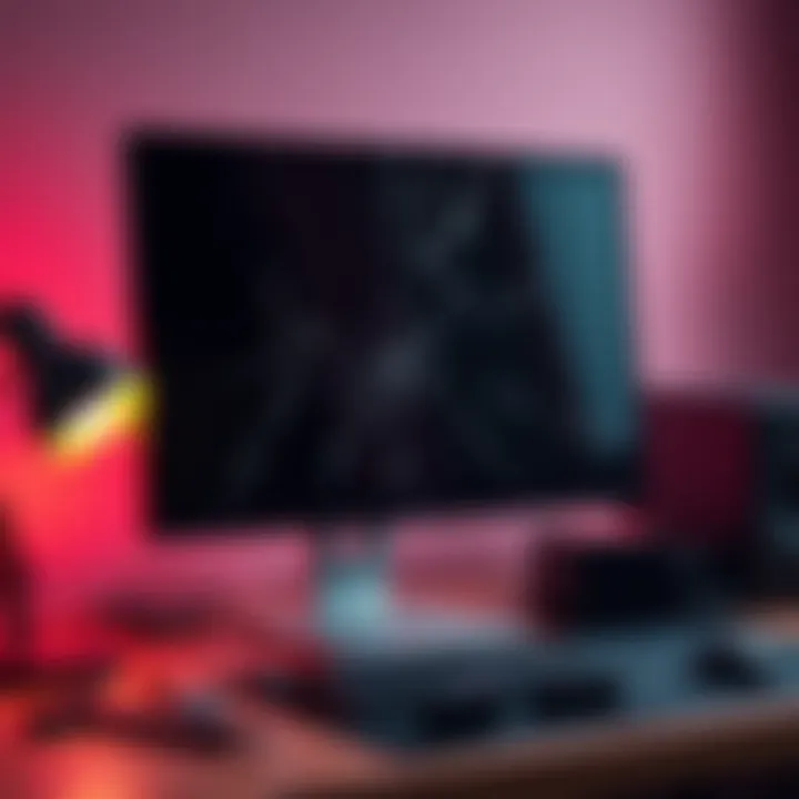 A cracked computer monitor placed on a desk with tools nearby for potential repair.