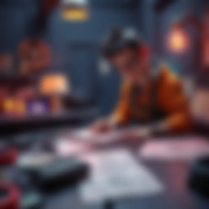 A player assessing various schematics on a crafting table in a game setting, focusing on the most effective options.