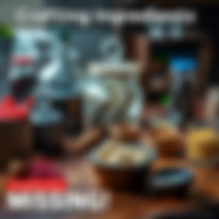 Crafting Ingredients Missing A tabletop with various crafting materials, highlighting the absence of H Rock pots in a recipe book