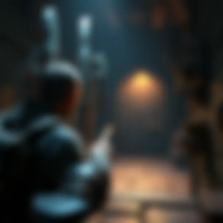 A player interacting with the levers in Cragscleft Prison, showing different levers and locked doors in the background.