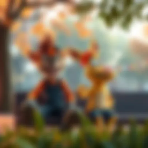 Crash and Spike enjoying time together at a park, laughing and chatting