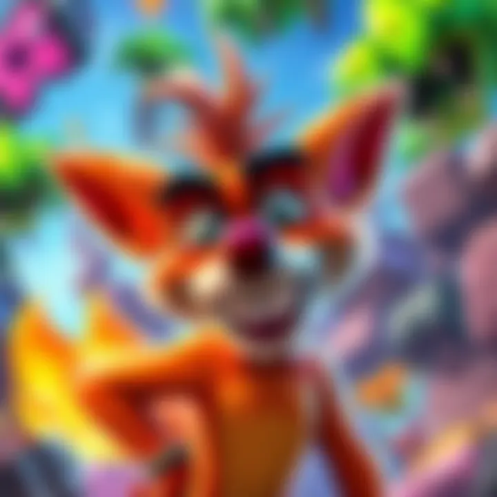Crash Bandicoot Game Announcement A colorful graphic featuring Crash Bandicoot with a playful expression, surrounded by game elements, signaling a new game release announcement