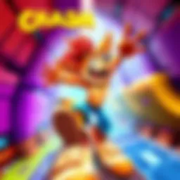 Crash Bandicoot jumping through a vibrant level with unique power-ups and themed challenges