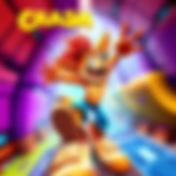 Crash Bandicoot jumping through a vibrant level with unique power-ups and themed challenges