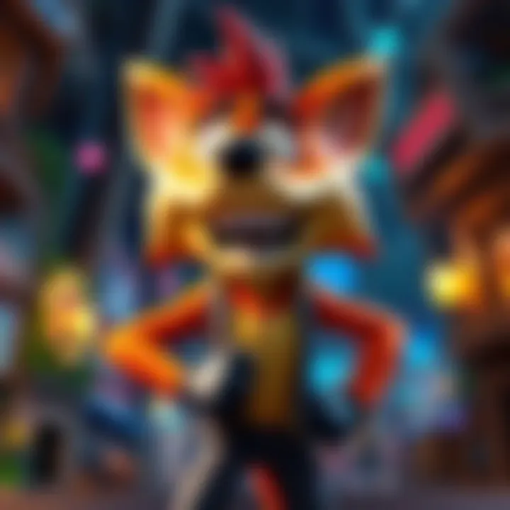 Colorful image of Crash Bandicoot in a lively setting, hinting at a new game release.