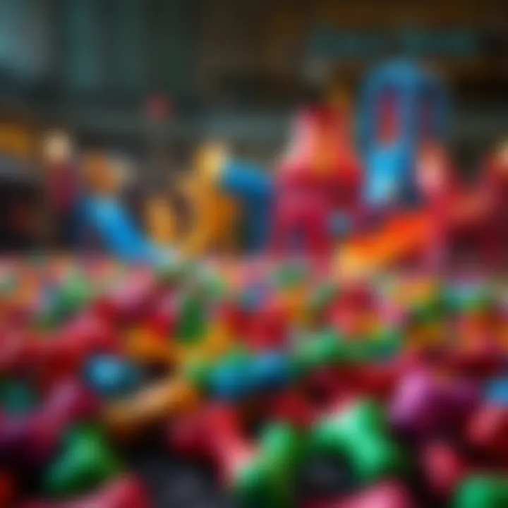 Colorful Crazy Bones scattered across a nostalgic playground setting, inviting exploration and playfulness.