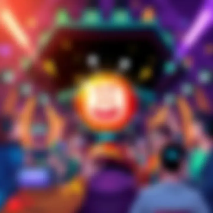 Exciting Launch of Crazy Robot Ball A bright, colorful illustration of a robot ball surrounded by excited gamers sharing their experiences.