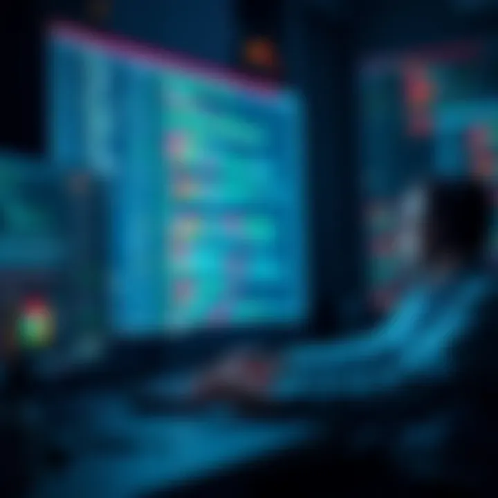 A developer working on code to build a web browser, with tools and programming languages displayed on the screen