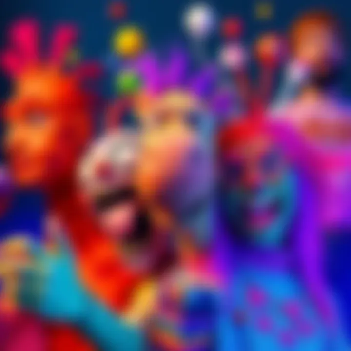 A colorful blend of humorous characters and images created through Photoshop, showcasing creativity and fun elements.