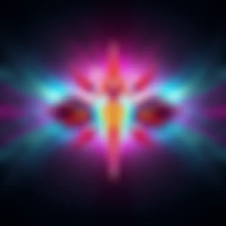 A vibrant sigil with eyes incorporated into its design, showcasing unique placement and artistic details.