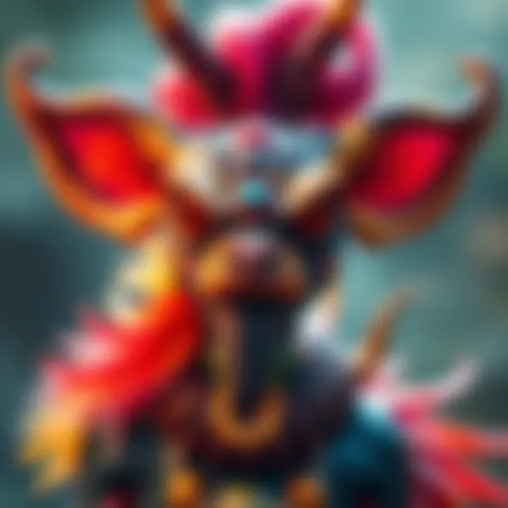 A colorful and imaginative creature with unique features, showcasing artistic design elements.