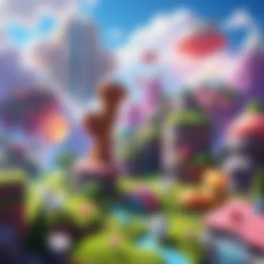 A collage showcasing various game worlds created in Dreams, depicting colorful landscapes and imaginative characters.