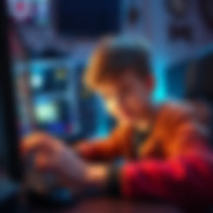 A younger brother discovering new indie games on a PC, inspired by creativity and fun