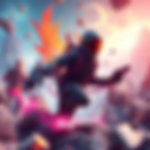 A colorful scene showing a video game character in a fantasy world, overcoming obstacles and transforming during gameplay