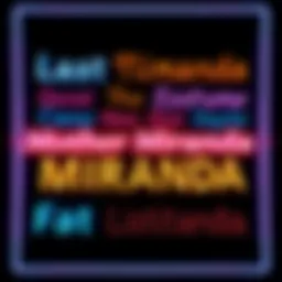 A conceptual image showing various unique last names written in an artistic style, representing the character Mother Miranda.
