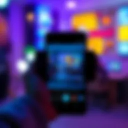 A smartphone displaying a creatively edited photo using stock editing tools, showcasing bright colors and unique effects.