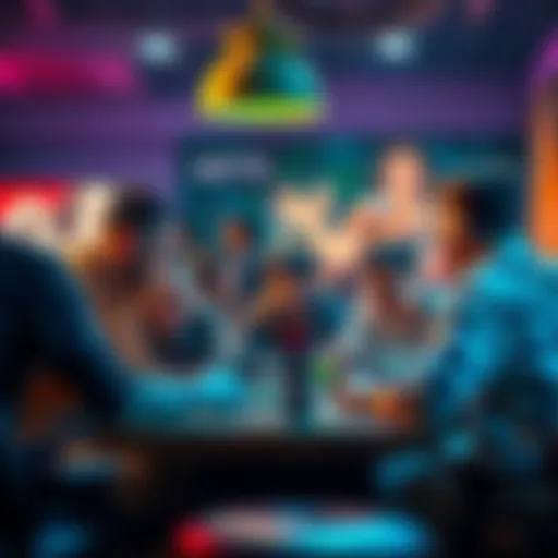 Players discussing their character backgrounds in a lively gaming session, avoiding traditional origin stories.