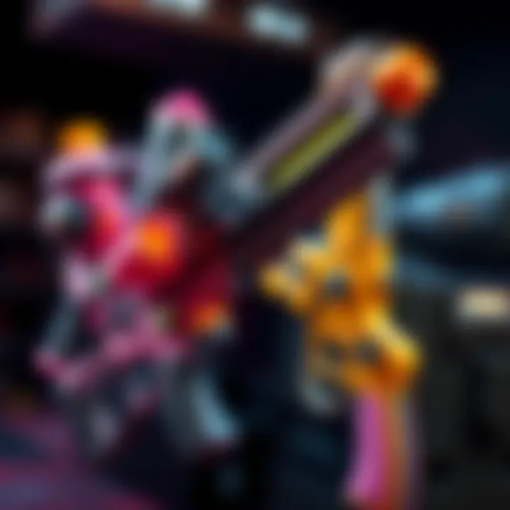 A colorful array of unique weapon designs featuring various mods and attachments, showcasing creativity in gaming.