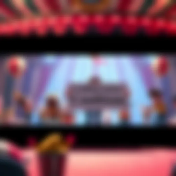 A colorful digital circus scene with animated characters and a central figure holding a sign that says 'Collaboration Condition'.