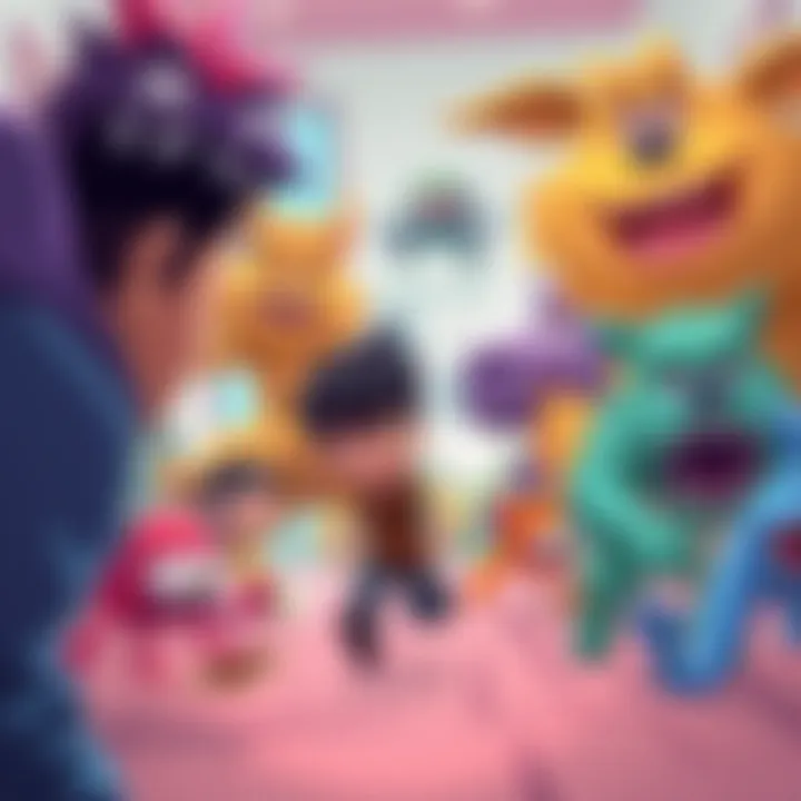 Creature Escape A cartoon-style illustration of various colorful beasts running away in different directions after a person accidentally presses a wrong button, showcasing panic and sadness on the person's face.