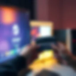 A person holding a credit card next to a computer screen featuring the Steam logo and an age verification prompt