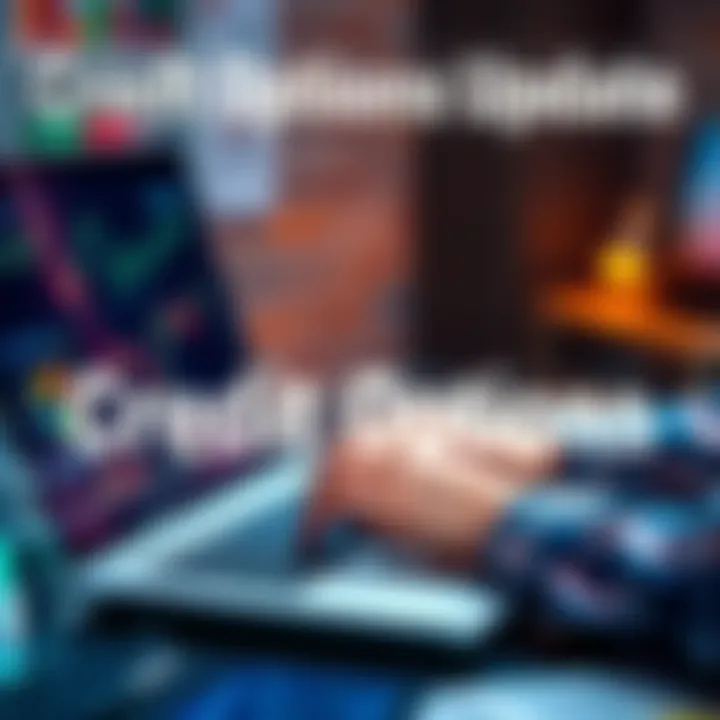 A person reviewing credit options on a laptop with financial charts displayed