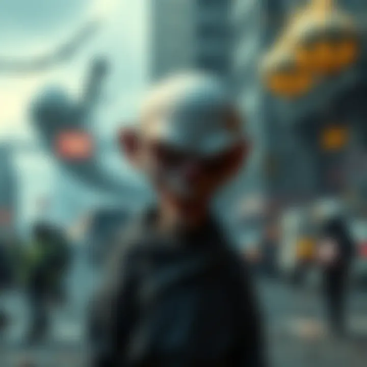 An unsettling figure from a well-known meme juxtaposed against a backdrop of chaotic real-world events, highlighting the eerie connection between humor and reality.