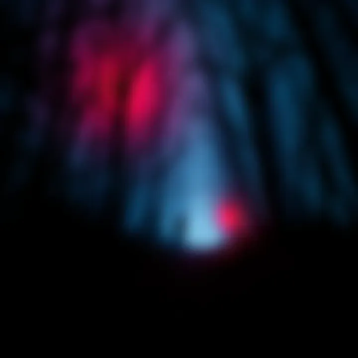 A screenshot from a creepy casual game showing a dark forest with eerie lighting and shadowy figures