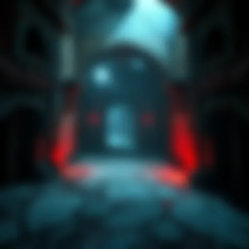 A dark, unsettling environment from the Doom game series featuring eerie textures and haunting design elements.