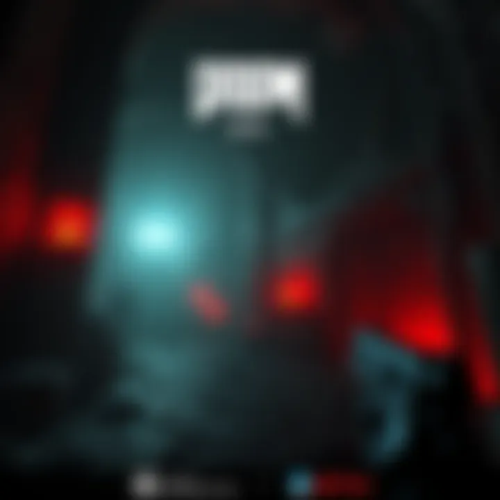 A dark, eerie game level from Doom featuring haunting visuals and unsettling monsters lurking in the shadows