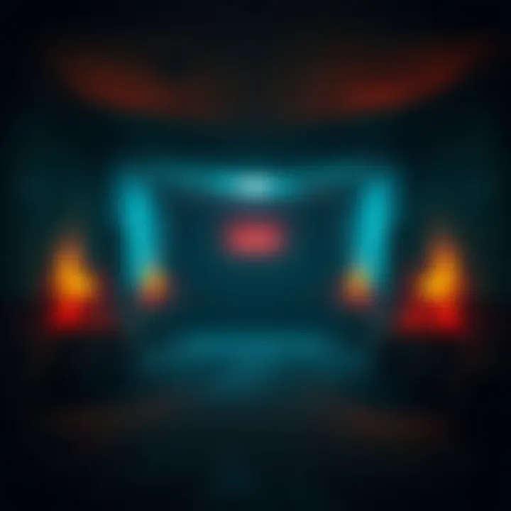 A dark, abandoned room with flickering lights and eerie shadows, creating a tense atmosphere for players.