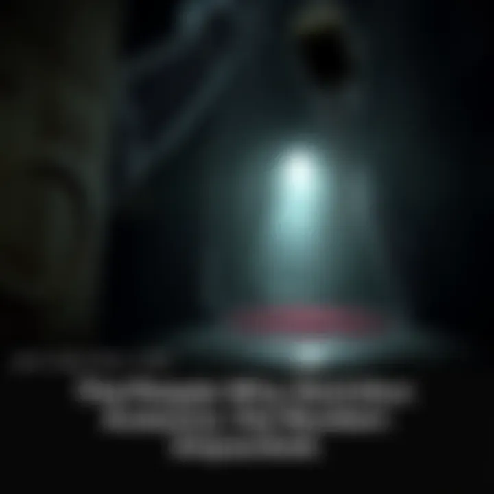 Dark and eerie setting of a game level from Amnesia the Bunker, with shadows and haunting atmosphere