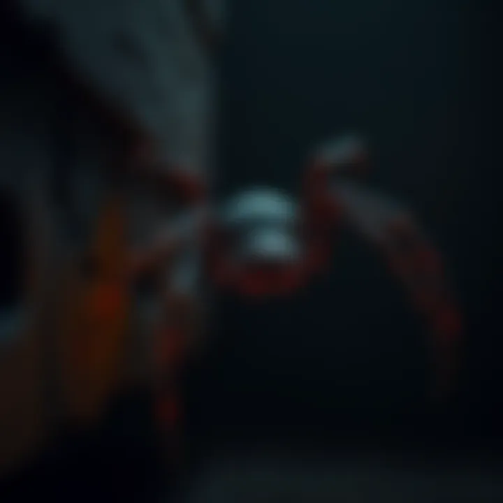 A scary spider lurking in a dark corner of a video game, adding an eerie atmosphere to the scene.