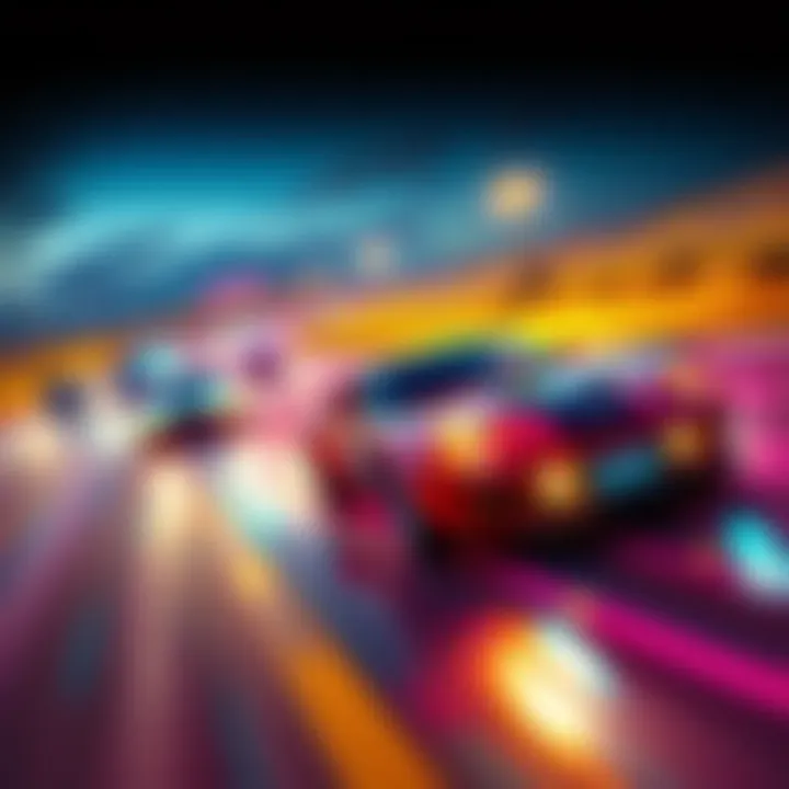 Exciting car racing action in The Crew Motorfest with colorful vehicles and dynamic landscapes