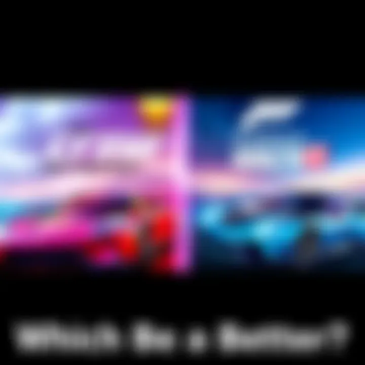 Two racing game covers showing cars from The Crew Motorfest and Forza Horizon 5 side by side with vibrant backgrounds.