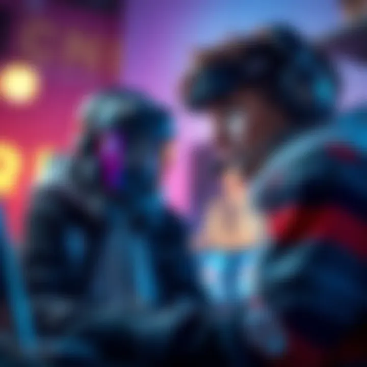 Crewfill Team Selection A gamer faced with choosing between a quiet teammate in high-tech gear and a chatty player with basic equipment during a gaming session.