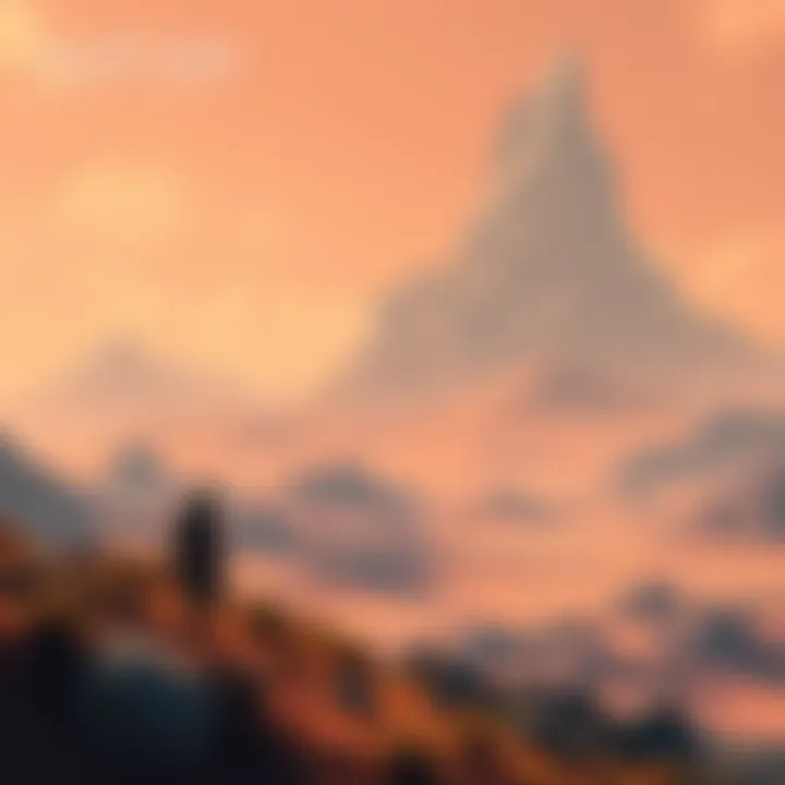 A scene from Crimson Desert showing a character exploring a vast open world with mountains and hidden treasures in the background.
