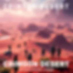 A scene from Crimson Desert showing an expansive open-world landscape with characters exploring the environment and engaging in different activities.