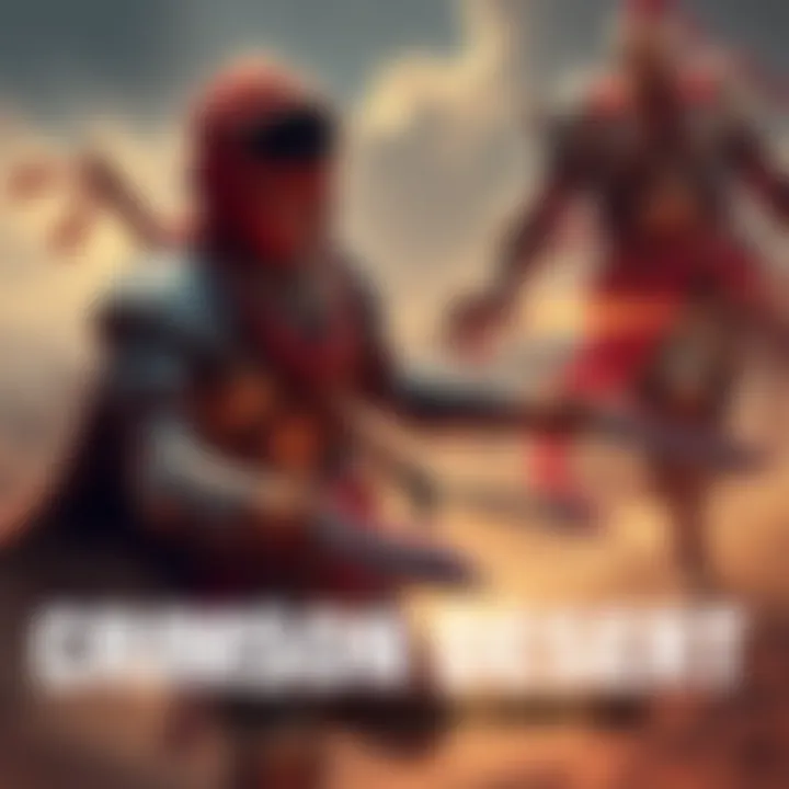 A warrior in Crimson Desert armor engages in combat against an enemy with a stunning fantasy background.