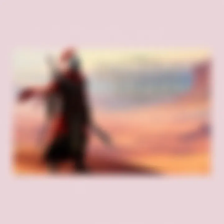 Crimson Desert Game Cover A warrior standing in a vast desert landscape, showcasing excitement for the upcoming game Crimson Desert.