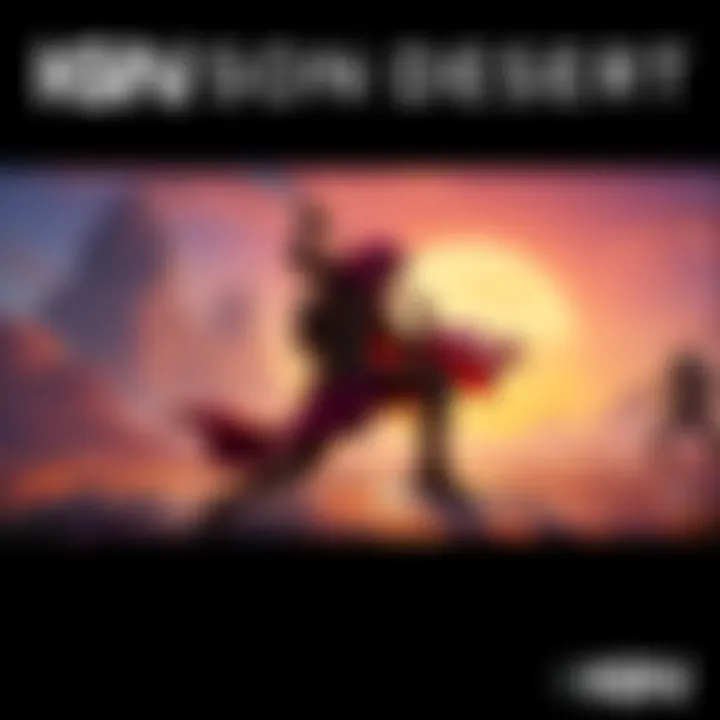 A character from Crimson Desert battling in a vibrant fantasy landscape with mountains and a sunset in the background