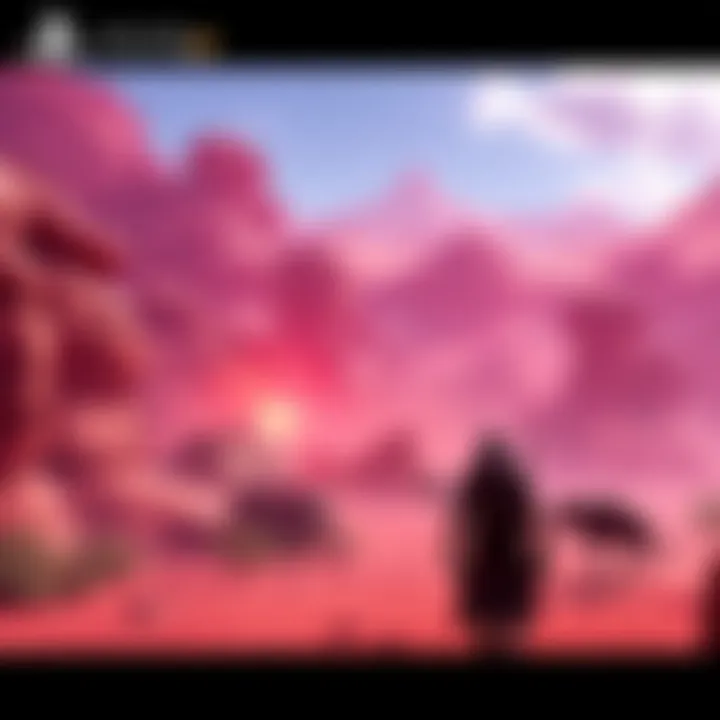 A stunning scene from Crimson Desert showcasing improved graphics on PS5 Pro, featuring vibrant colors and detailed character animations.