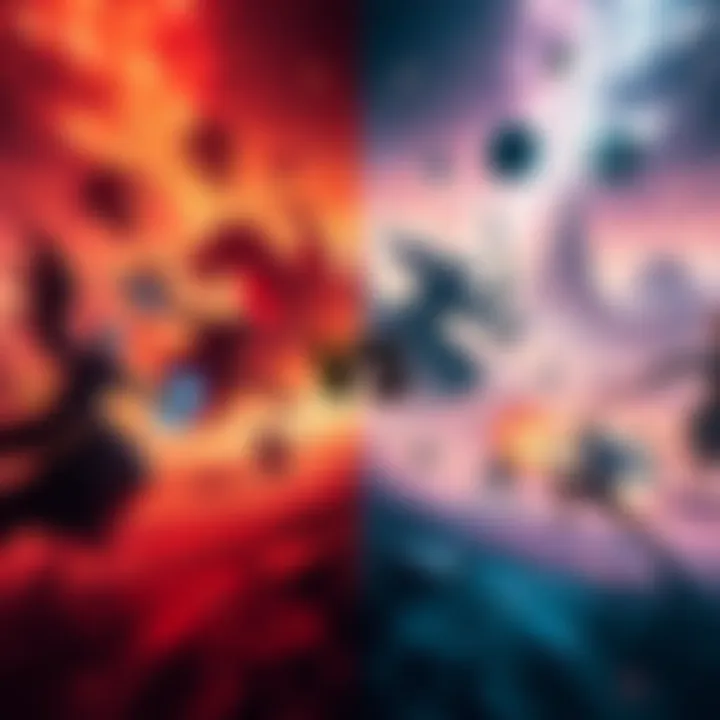 A split image showcasing gameplay scenes from Crimson Desert on one side and Elden Ring on the other, highlighting their unique worlds and combat styles.