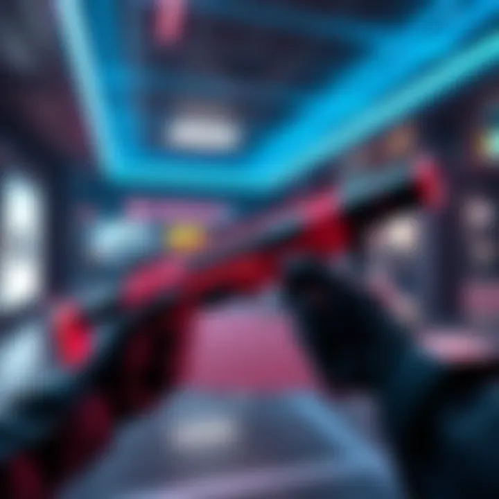 New Crimson gun skin shown in a game setting, highlighting its sleek design and vibrant color