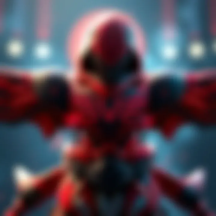 A screenshot showcasing the new crimson skin featuring talon logos, highlighting the vibrant color and design