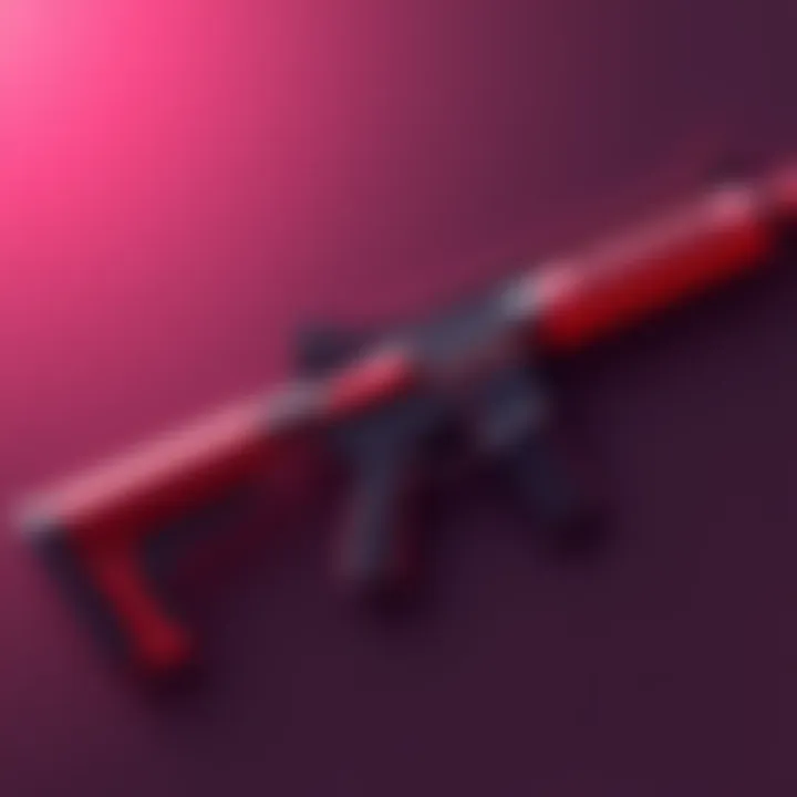 A detailed image of a Crimson weapon variant without any logos, showcasing its sleek and appealing design, emphasized by vibrant colors and smooth lines